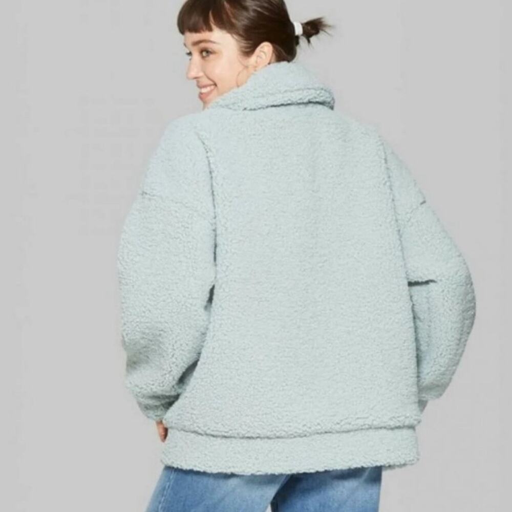 Wild Fable Teddy Coat Jacket Green Oversized Size XS/S - Picture 6 of 9